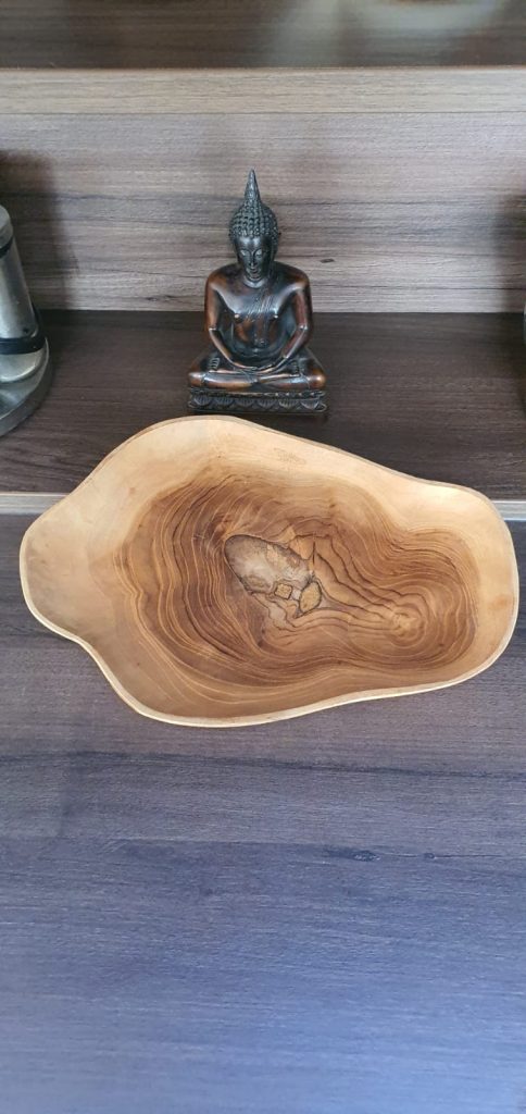 Tekfa, nagy gyümölcstál - balinéz kézműves