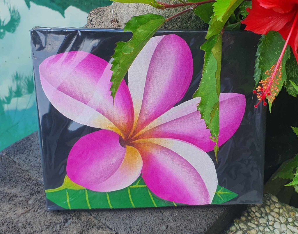 Kézzel festett kép Plumeria - Frangipani virág