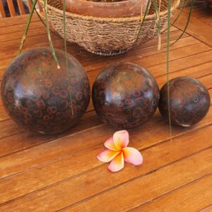 Illatos, kézműves, fa golyók, fahéj berakással-3 méretben