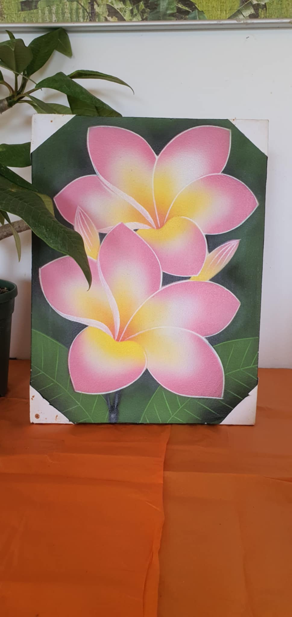 Kézzel festett kép  - Plumeria virág