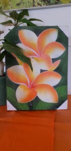 Kézzel festett kép  - Plumeria virág-narancs színű