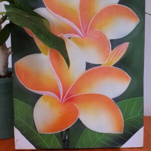 Kézzel festett kép  - Plumeria virág-narancs színű