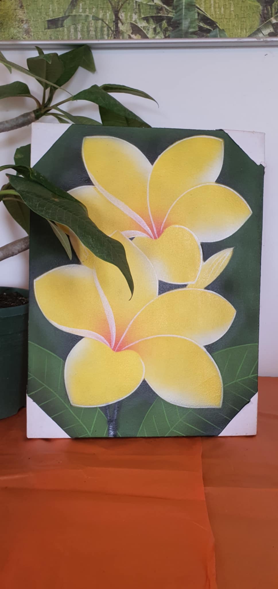 Kézzel festett kép  - Plumeria virág