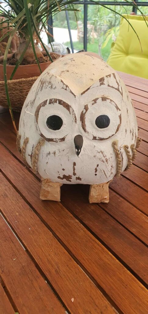 Bagoly-kókuszdióból-fehér, nagy