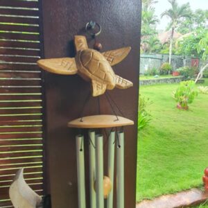 Bambusz- fém szélcsengő teknőssel